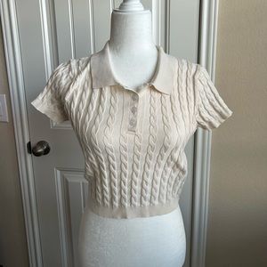 Ribbed polo crop top
